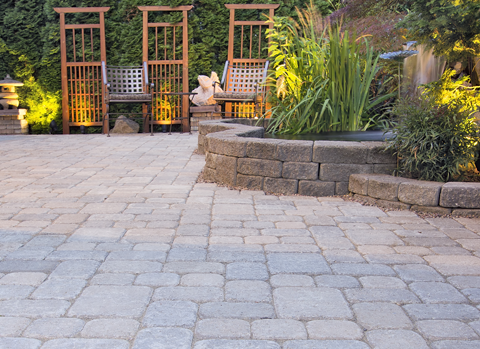 Newly block paved garden area